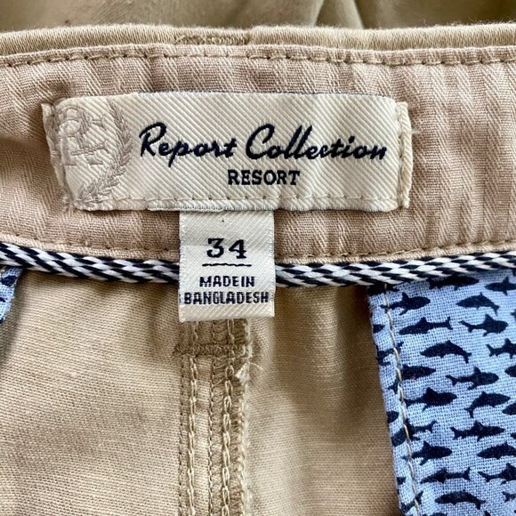 Report Collection Resort Cotton Stretch Chino Shorts Men's Size 34 New - Picture 5 of 7